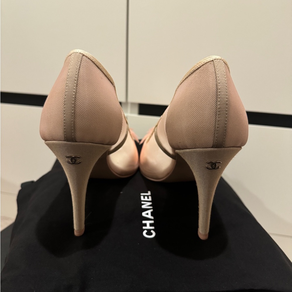 Chanel BNIB camelia mesh sheer pump heels logo size 39 - Picture 10 of 14